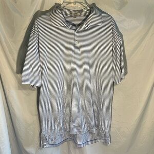 Peter Millar Blue & White Horizontal Striped Polo
